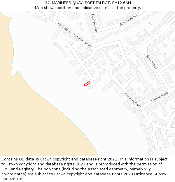 34, MARINERS QUAY, PORT TALBOT, SA12 6AN: Location map and indicative extent of plot