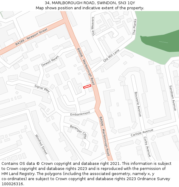 34, MARLBOROUGH ROAD, SWINDON, SN3 1QY: Location map and indicative extent of plot