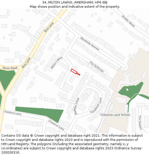 34, MILTON LAWNS, AMERSHAM, HP6 6BJ: Location map and indicative extent of plot
