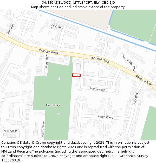 34, MONKSWOOD, LITTLEPORT, ELY, CB6 1JD: Location map and indicative extent of plot