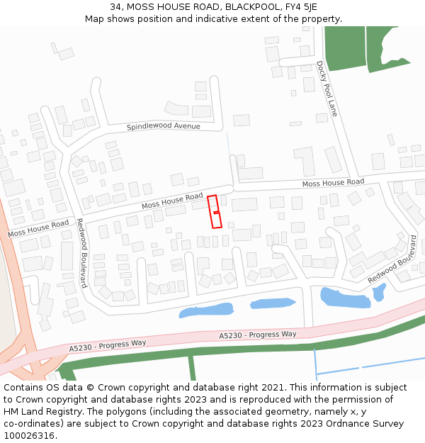 34, MOSS HOUSE ROAD, BLACKPOOL, FY4 5JE: Location map and indicative extent of plot