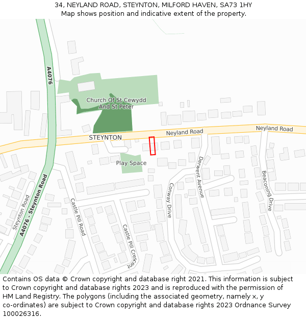 34, NEYLAND ROAD, STEYNTON, MILFORD HAVEN, SA73 1HY: Location map and indicative extent of plot