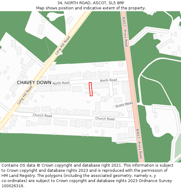 34, NORTH ROAD, ASCOT, SL5 8RP: Location map and indicative extent of plot