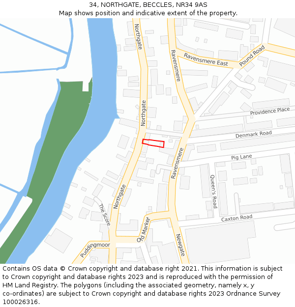 34, NORTHGATE, BECCLES, NR34 9AS: Location map and indicative extent of plot