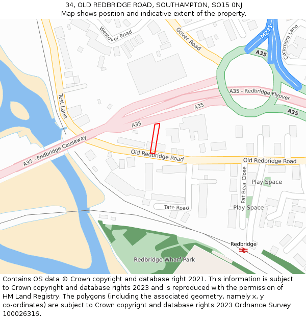 34, OLD REDBRIDGE ROAD, SOUTHAMPTON, SO15 0NJ: Location map and indicative extent of plot
