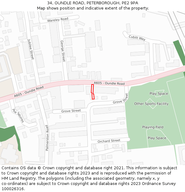 34, OUNDLE ROAD, PETERBOROUGH, PE2 9PA: Location map and indicative extent of plot