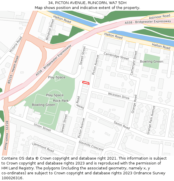 34, PICTON AVENUE, RUNCORN, WA7 5DH: Location map and indicative extent of plot