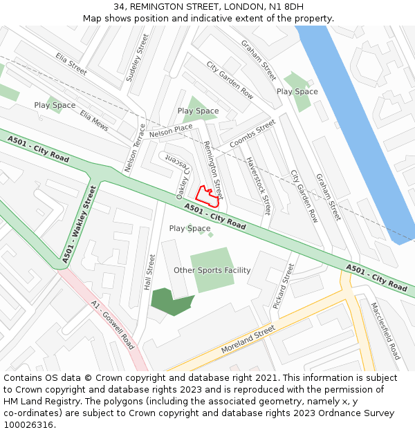 34, REMINGTON STREET, LONDON, N1 8DH: Location map and indicative extent of plot