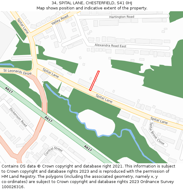 34, SPITAL LANE, CHESTERFIELD, S41 0HJ: Location map and indicative extent of plot