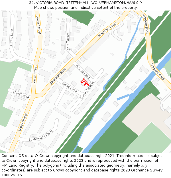 34, VICTORIA ROAD, TETTENHALL, WOLVERHAMPTON, WV6 9LY: Location map and indicative extent of plot