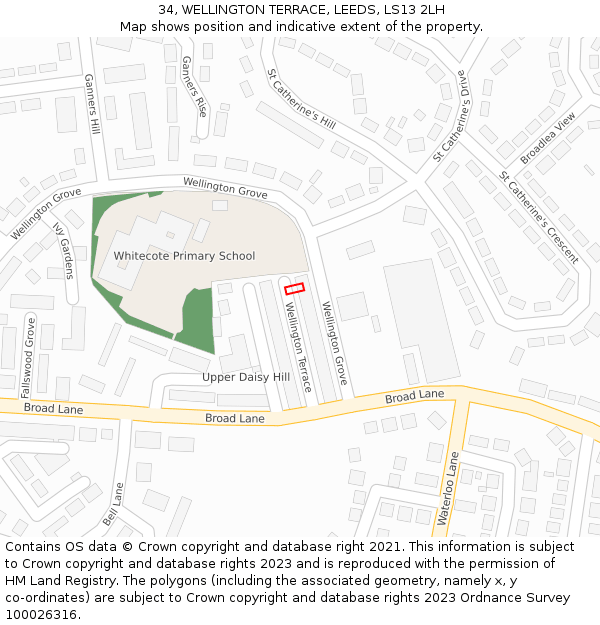 34, WELLINGTON TERRACE, LEEDS, LS13 2LH: Location map and indicative extent of plot
