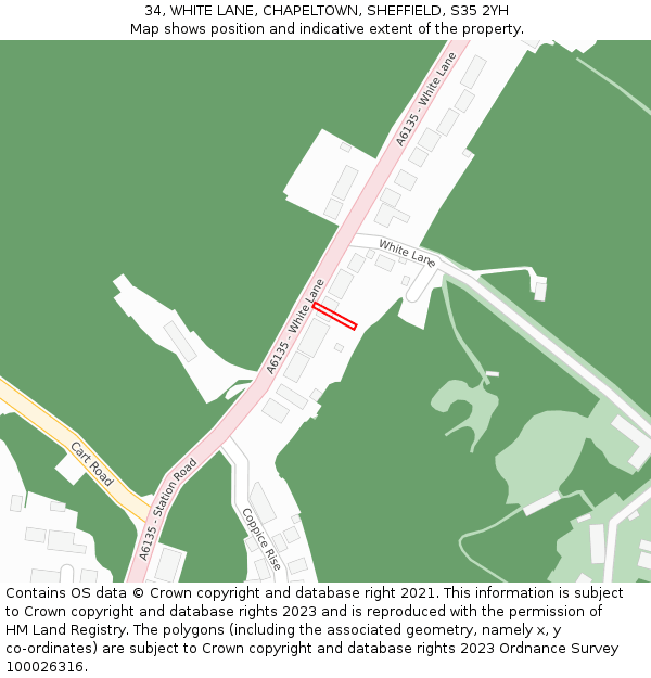 34, WHITE LANE, CHAPELTOWN, SHEFFIELD, S35 2YH: Location map and indicative extent of plot