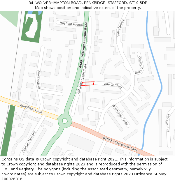 34, WOLVERHAMPTON ROAD, PENKRIDGE, STAFFORD, ST19 5DP: Location map and indicative extent of plot