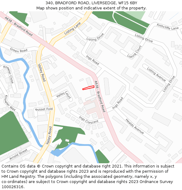340, BRADFORD ROAD, LIVERSEDGE, WF15 6BY: Location map and indicative extent of plot