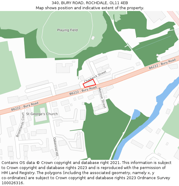 340, BURY ROAD, ROCHDALE, OL11 4EB: Location map and indicative extent of plot