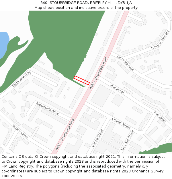 340, STOURBRIDGE ROAD, BRIERLEY HILL, DY5 1JA: Location map and indicative extent of plot