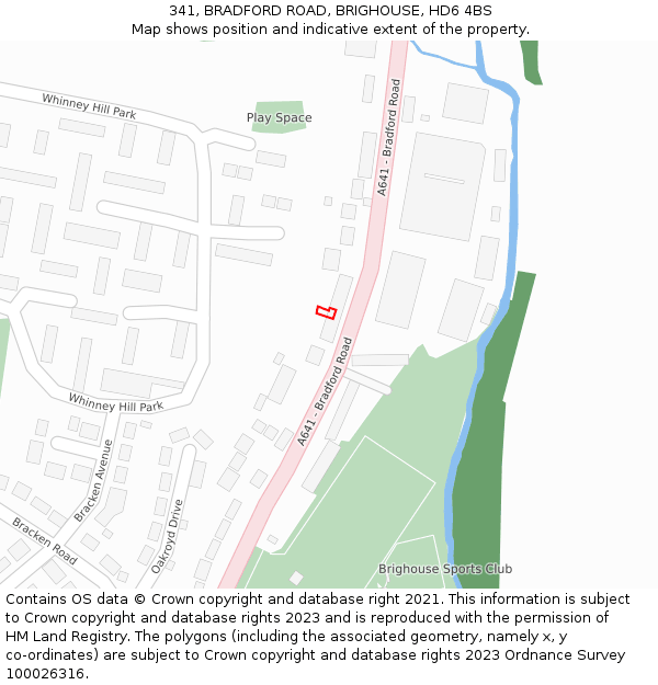 341, BRADFORD ROAD, BRIGHOUSE, HD6 4BS: Location map and indicative extent of plot