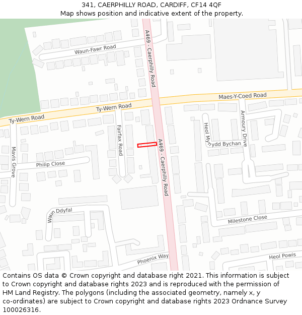 341, CAERPHILLY ROAD, CARDIFF, CF14 4QF: Location map and indicative extent of plot