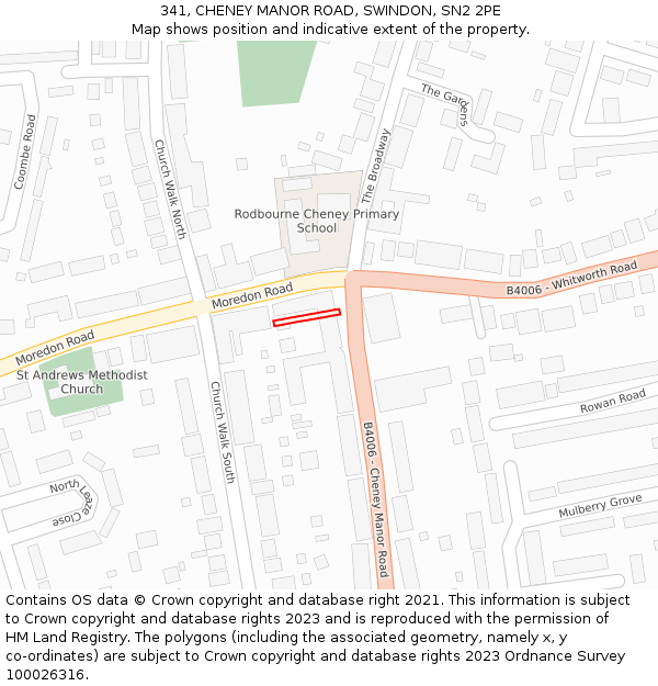 341, CHENEY MANOR ROAD, SWINDON, SN2 2PE: Location map and indicative extent of plot