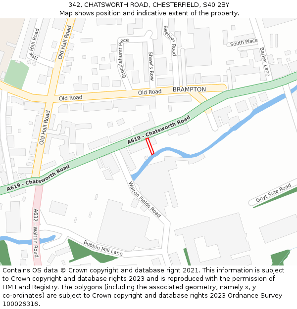 342, CHATSWORTH ROAD, CHESTERFIELD, S40 2BY: Location map and indicative extent of plot
