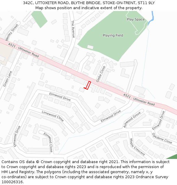 342C, UTTOXETER ROAD, BLYTHE BRIDGE, STOKE-ON-TRENT, ST11 9LY: Location map and indicative extent of plot