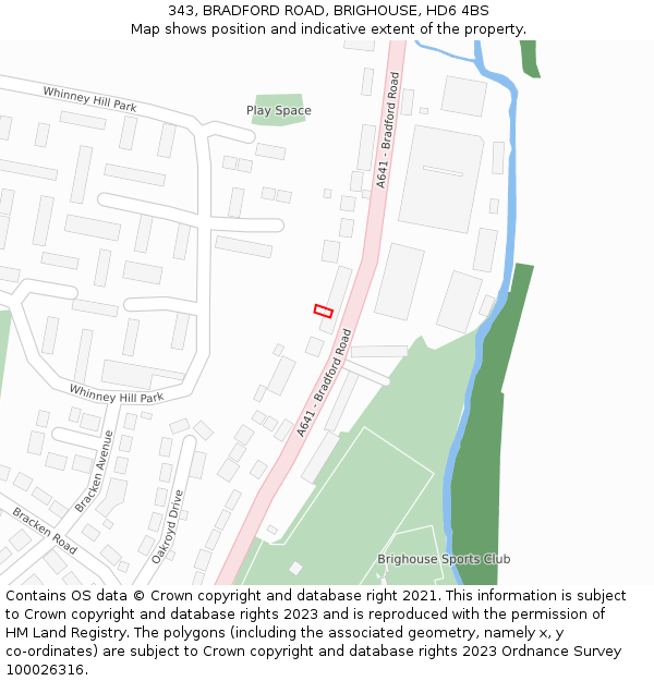 343, BRADFORD ROAD, BRIGHOUSE, HD6 4BS: Location map and indicative extent of plot