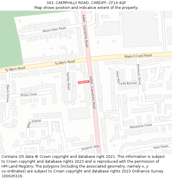 343, CAERPHILLY ROAD, CARDIFF, CF14 4QF: Location map and indicative extent of plot