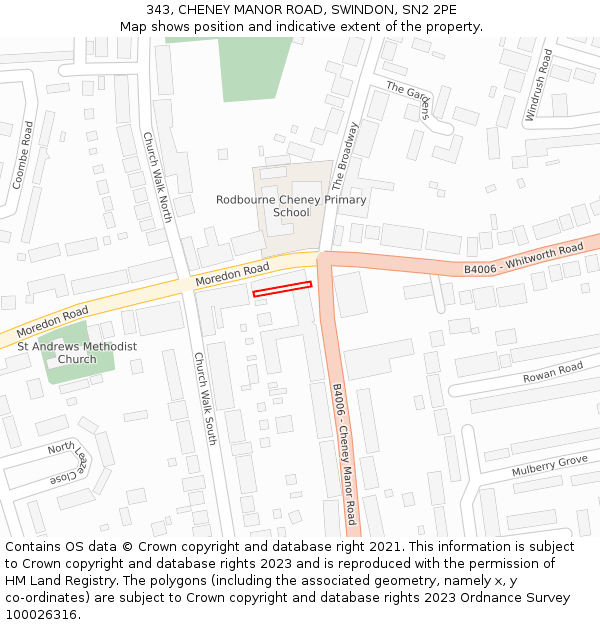 343, CHENEY MANOR ROAD, SWINDON, SN2 2PE: Location map and indicative extent of plot
