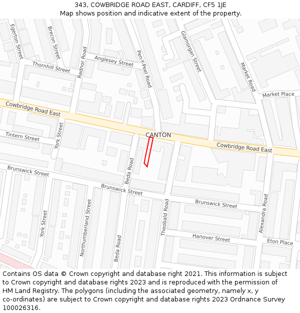 343, COWBRIDGE ROAD EAST, CARDIFF, CF5 1JE: Location map and indicative extent of plot