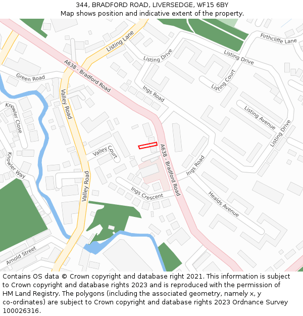 344, BRADFORD ROAD, LIVERSEDGE, WF15 6BY: Location map and indicative extent of plot