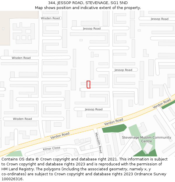 344, JESSOP ROAD, STEVENAGE, SG1 5ND: Location map and indicative extent of plot