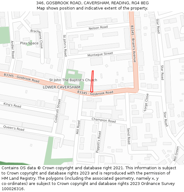 346, GOSBROOK ROAD, CAVERSHAM, READING, RG4 8EG: Location map and indicative extent of plot