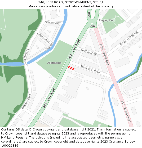 346, LEEK ROAD, STOKE-ON-TRENT, ST1 3JL: Location map and indicative extent of plot