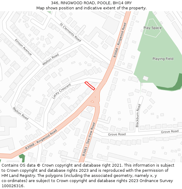 346, RINGWOOD ROAD, POOLE, BH14 0RY: Location map and indicative extent of plot