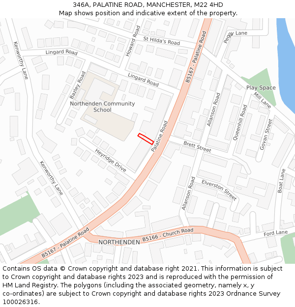 346A, PALATINE ROAD, MANCHESTER, M22 4HD: Location map and indicative extent of plot