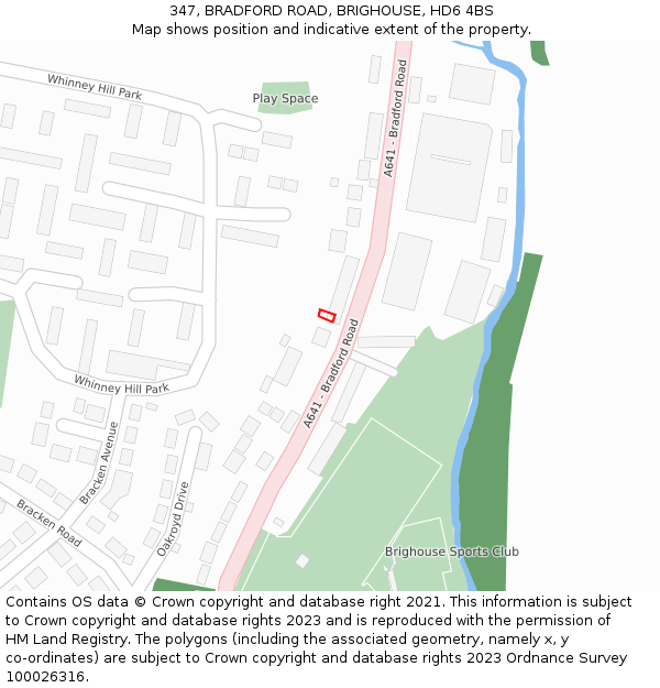 347, BRADFORD ROAD, BRIGHOUSE, HD6 4BS: Location map and indicative extent of plot
