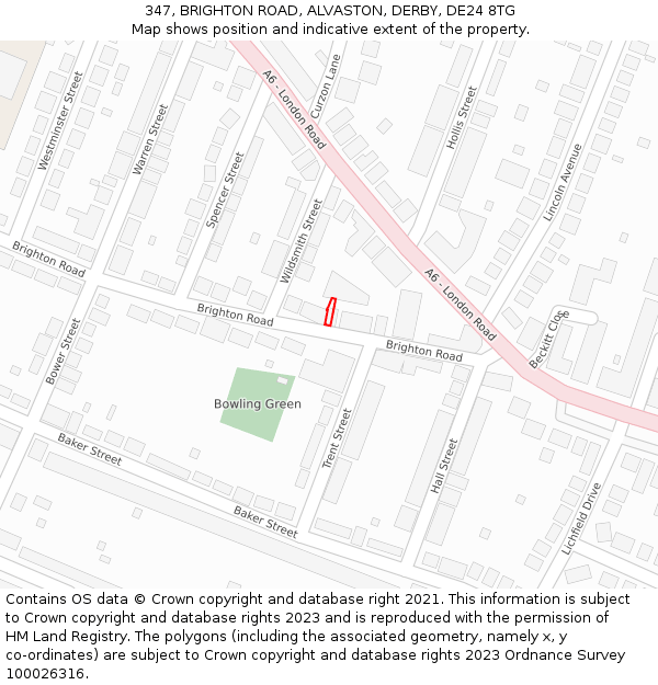 347, BRIGHTON ROAD, ALVASTON, DERBY, DE24 8TG: Location map and indicative extent of plot