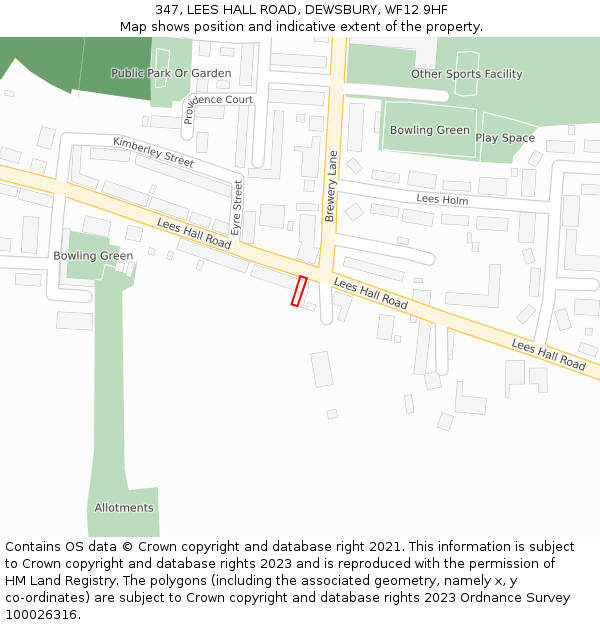 347, LEES HALL ROAD, DEWSBURY, WF12 9HF: Location map and indicative extent of plot