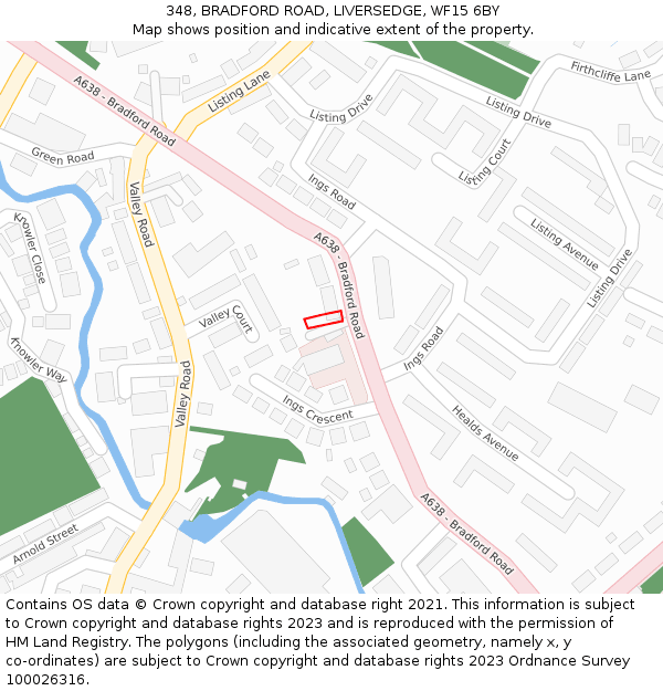 348, BRADFORD ROAD, LIVERSEDGE, WF15 6BY: Location map and indicative extent of plot