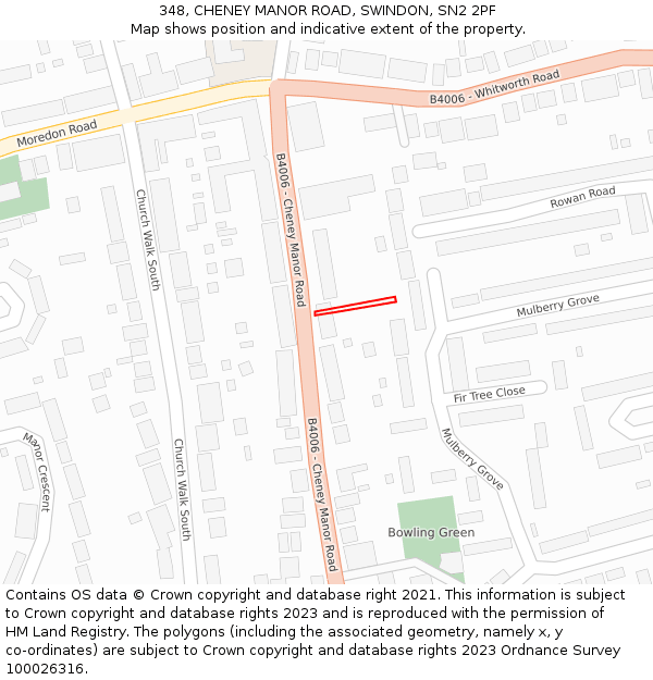 348, CHENEY MANOR ROAD, SWINDON, SN2 2PF: Location map and indicative extent of plot