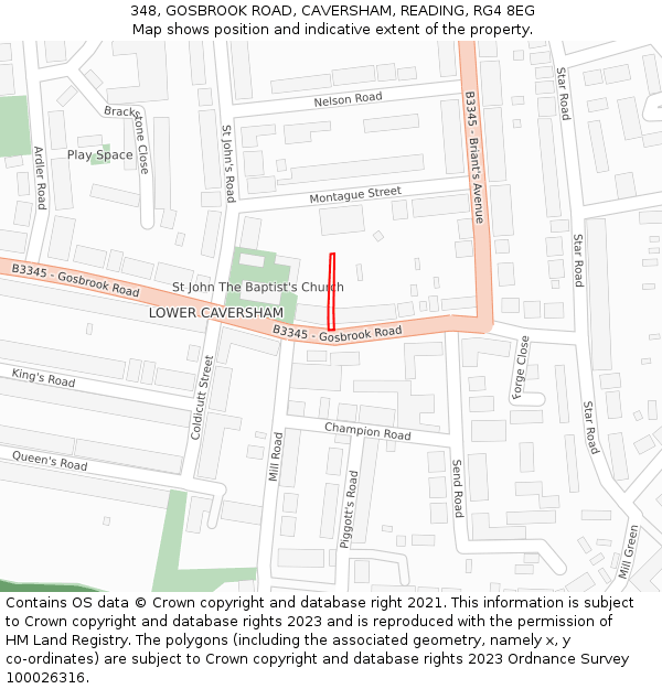 348, GOSBROOK ROAD, CAVERSHAM, READING, RG4 8EG: Location map and indicative extent of plot