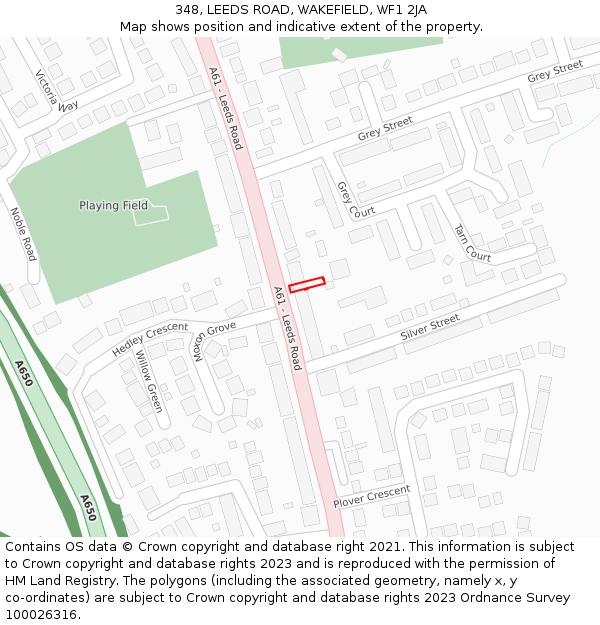 348, LEEDS ROAD, WAKEFIELD, WF1 2JA: Location map and indicative extent of plot
