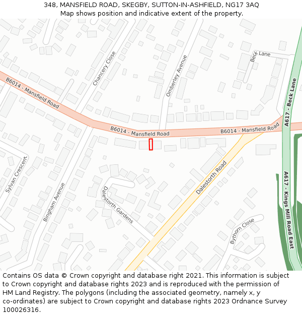 348, MANSFIELD ROAD, SKEGBY, SUTTON-IN-ASHFIELD, NG17 3AQ: Location map and indicative extent of plot