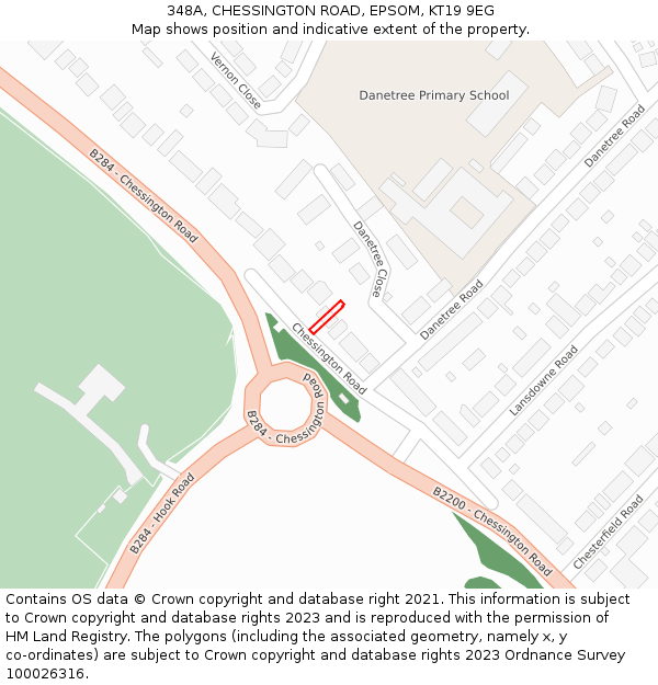 348A, CHESSINGTON ROAD, EPSOM, KT19 9EG: Location map and indicative extent of plot