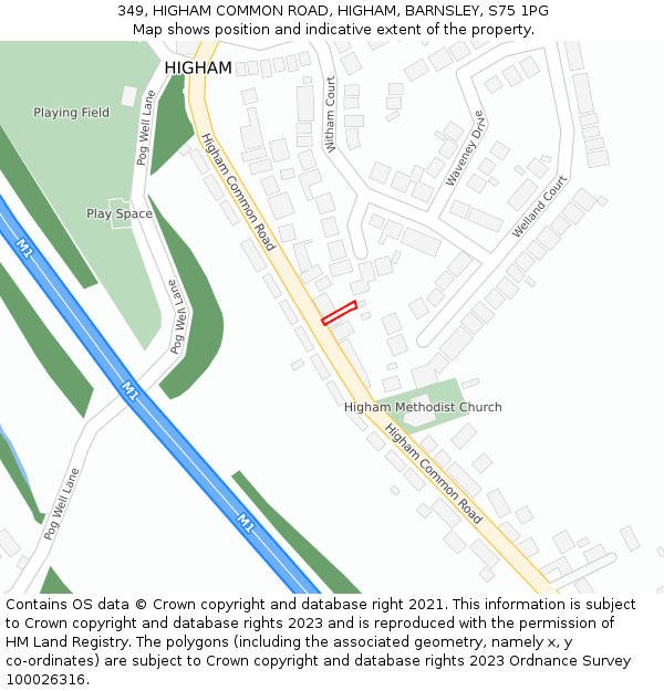 349, HIGHAM COMMON ROAD, HIGHAM, BARNSLEY, S75 1PG: Location map and indicative extent of plot