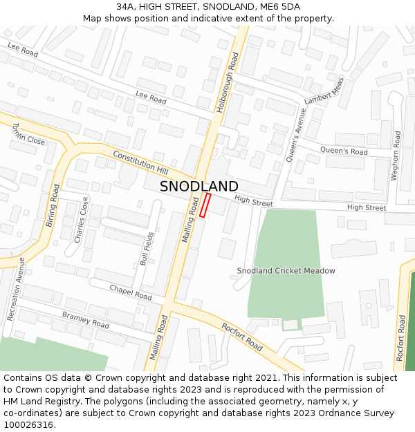 34A, HIGH STREET, SNODLAND, ME6 5DA: Location map and indicative extent of plot