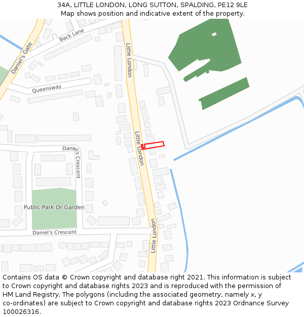 34A, LITTLE LONDON, LONG SUTTON, SPALDING, PE12 9LE: Location map and indicative extent of plot