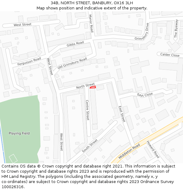 34B, NORTH STREET, BANBURY, OX16 3LH: Location map and indicative extent of plot