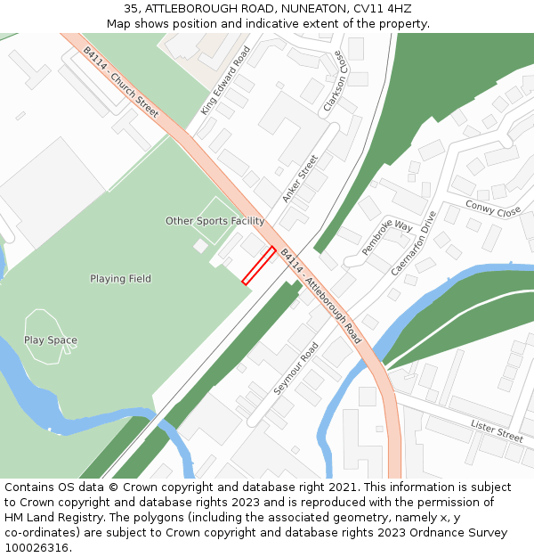 35, ATTLEBOROUGH ROAD, NUNEATON, CV11 4HZ: Location map and indicative extent of plot