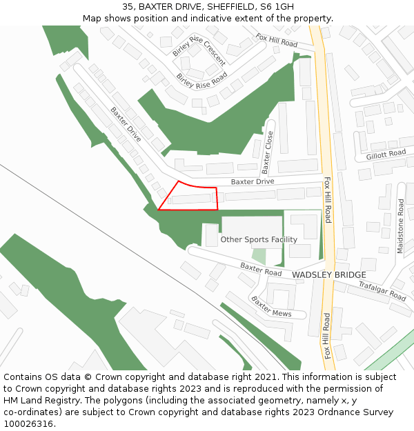 35, BAXTER DRIVE, SHEFFIELD, S6 1GH: Location map and indicative extent of plot